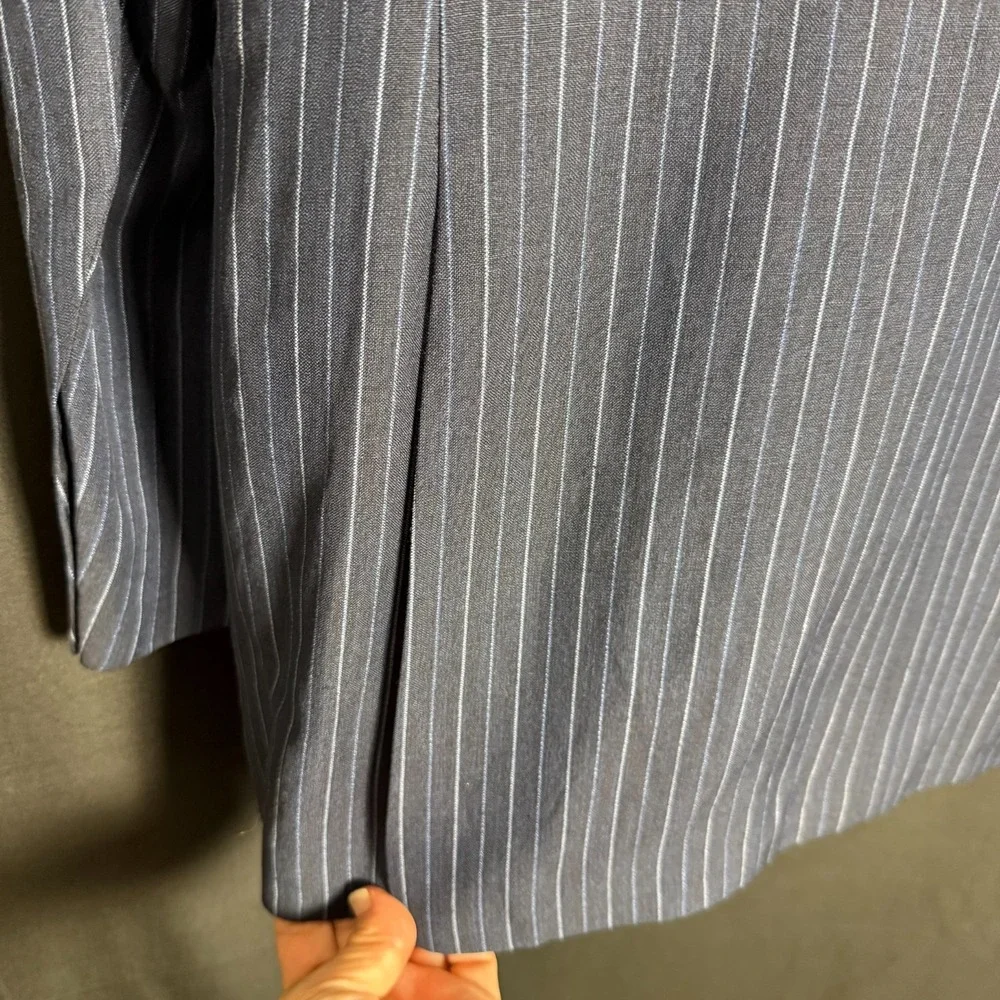 Faconnable Navy Pinstripe Wool Linen Blazer Sz 51 IT/41R Italy Summer - Picture 8 of 15